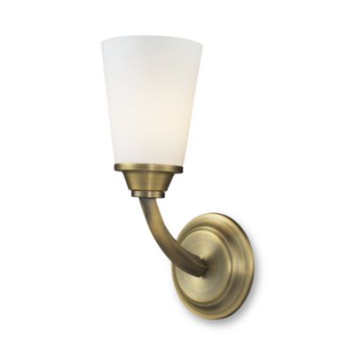 Winthrop Brushed Antique Brass Finish 1-Light Vanity With Opal Blown Glass Shade - Bed Bath & Beyond